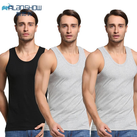 3Pcs/Lot Summer Men Cotton Underwear Mens Undershirt Transparent Shirts Male Bodyshaper Fitness Wrestling Singlets